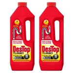 Destop lot de 2 gels dsinfectant et dboucheur canalisation turbo 5 min - 4 doses - 1l