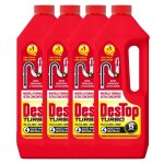 Destop lot de 4 gels dsinfectant et dboucheur canalisation turbo 5 min - 4 doses - 1l
