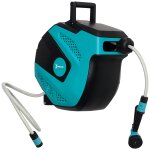 D�vidoir mural enrouleur automatique pivotant 180 tuyau 15 + 1, 5 m avec lance arrosage support mural ...