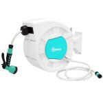 D�vidoir mural enrouleur automatique pivotant 180 tuyau 25 + 2 m avec lance arrosage 7 modes support ...