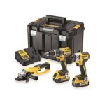 Dewalt - kit de 3 outils perceuse visseuse à percussion, meuleuse et visseuse à chocs - dck383p2t Dewalt - kit de 3 outils perceuse visseuse à percussion, meuleuse et visseuse à chocs - dck383p2t
