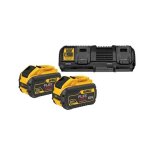 Dewalt pack 2 batteries xr flexvolt 18v / 54v 9ah / 3ah li - ion + chargeur double dewalt dcb132x2