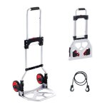 Diable - vevor - diable pliant  bagages aluminium dmnagement 80 kg avec cordon elastique