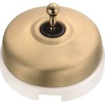 Dimbler - interrupteur va et vient porcelaine blanche coque dor�e satin�e r�f. 60308523 - fontini
