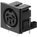 Din chassis socket 6 - pol. 240 plastic, print connection, 90 angled