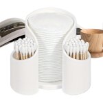 Distributeur de cotons - tiges, organiseur de maquillage, compact et pratique, blanc, 11 x 9 x 7 cm Distributeur de cotons - tiges, organiseur de maquillage, compact et pratique, blanc, 11 x 9 x 7 cm