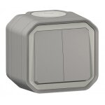 Commande double - 3 fonctions complet saillie �tanche - plexo - anthracite legrand