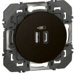 Double chargeur usb type a + usb type c - dooxie - noir legrand