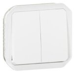 Commande double interrupteur ou poussoir plexo composable blanc (069625l)
