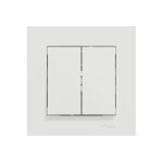 Double interrupteur va - et - vient complet miluz, schneider electric, blanc