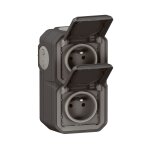 Double prise 2p + t �tanche verticale plexo pr�c�bl�e 16a 250v anthracite - legrand