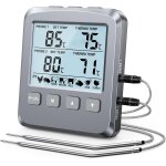 Double sonde thermometre cuisine numrique, [grand ecran lcd] thermometre cuisson avec alarme, lecture ...