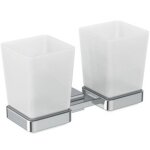 Double verre brosse � dents mural carr� blanc