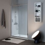 Douche en niche avec porte coulissante 100 cm cristal 6 mm new giada
