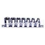 Douilles torx femelles de e10 à e24 presentees sur reglette Douilles torx femelles de e10 à e24 presentees sur reglette