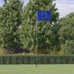 Drapeau de l'europe et mat 5, 55 m aluminium Drapeau de l'europe et mat 5, 55 m aluminium