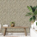 Dutch wallcoverings papier peint phoenix vert et beige