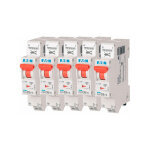 Eaton - lot de 5 disjoncteurs auto 10a plg, ph + n, borne � ressort, 4, 5ka (en 60898) courbe c