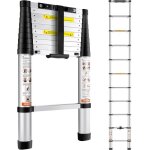Echelle tlescopique pliante aluminium - vevor - 3, 2 m escabeau extensible capacit 170 kg avec pieds ...