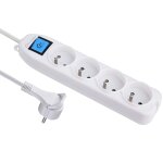 Electraline 32041 bloc 4 prises avec interrupteur / fiche plate 1, 5 m blanc