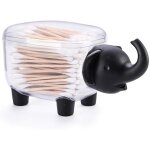 El�phant noir - support en forme d'�l�phant pour cure - dents et cotons - tiges avec couvercle