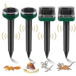 Eliminateur de taupes solaire 4 pi�ces, r�pulsif a ultrasons contre les serpents et les taupes, elimine ...