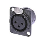 Embase xlr, 3 points femelle, dore, noir, type d - neutrik