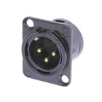 Embase xlr, 3 points male, dore, noir, type d - neutrik Embase xlr, 3 points male, dore, noir, type d - neutrik