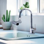 Embout robinet de cuisine cascade venteo 4 modes de jet mitigeur rotatif  360 universel multifonctionnelle ...