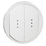Enjoliveur large céliane pour double interrupteur , va - et - vient ou poussoir avec voyant - blanc - ... Enjoliveur large céliane pour double interrupteur , va - et - vient ou poussoir avec voyant - blanc - ...