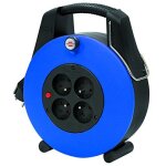 Enrouleur confort - line 4 prises noir / bleu 20m brennenstuhl 1102931