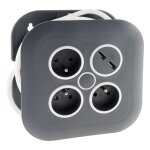 Enrouleur domestique 3 prises 2p + t 16a + coupe - circuit + 2x usb - gris / blanc - zenitech