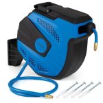 Enrouleur tuyau air comprim automatique 15m + 1, 5m costway - support pivotant  180 - 1 / 2  connecteur ...