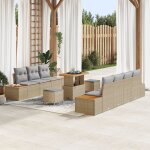 Ensemble de 10 pi�ces de canap�s de jardin avec coussins beige poly rattan acacia, canap� de jardin 2 ...