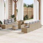 Ensemble de 10 pi�ces de sofa de jardin avec coussins beige poly rattan acacia, sofa de jardin 2 places ...