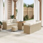 Ensemble de 10 pi�ces de sofa de jardin avec coussins beige poly rattan acacia, ensemble de 3 pi�ces ...