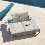 Ensemble de 2 chaises longues inclinables et 2 tables d'appoint en acier marietta vert kaki Ensemble de 2 chaises longues inclinables et 2 tables d'appoint en acier marietta vert kaki