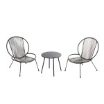 Ensemble de 2 fauteuils + 1 table basse gris fonc rete