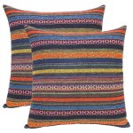Ensemble de 2 housses de coussin, taie d'oreiller d�corative, boh�me, r�tro, a rayures, style mexicain, ...