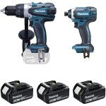 Ensemble de 2 machines makita perceuse ddf458 + visseuse  chocs dtd152 + 3 batteries, chargeur, coffret ...