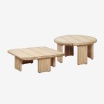 Ensemble de 2 tables basses de jardin en bois d'acacia famara acacia marron clair