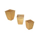 Ensemble de 3 cache - pots dor�s en m�tal design orn� format haut dec050061