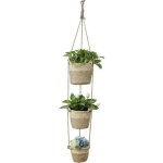 Ensemble 3 cache - pots tress�s herbe marine beige s / m / l, paniers d�coratifs naturels avec rev�tement ...