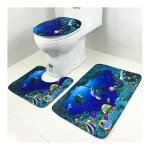 Ensemble de 3 tapis de siege de toilette en polaire corail, motif dauphin bleu