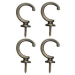 Ensemble de 4 el�ments pour rideaux : crochets muraux a t�te ronde, embrasses a pompons, support mural ...