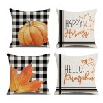 Ensemble de 4 housses de coussin d�coratives pour canap�, taie d'oreiller d'automne de 18x18 pouces, ...