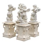 Ensemble de 4 statues en fonte avec finition blanche antique