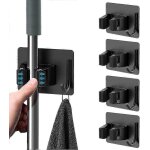 Ensemble de 4 supports pour balais et serpilleres en acier inoxydable - organiseur mural auto - adhesif ...