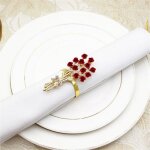 Ensemble de 6 anneaux de serviette pour la saint - valentin, rose rouge, fleur, boucle de serviette, ...