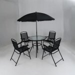Ensemble 6 pcs table et chaises de jardin extérieur costway avec parasol, table ronde en verre trempé, ... Ensemble 6 pcs table et chaises de jardin extérieur costway avec parasol, table ronde en verre trempé, ...
